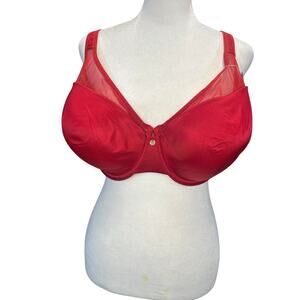 Cacique illusion Full Coverage Support Solution Mesh Trim Sexy Red‎ SZ 42DD